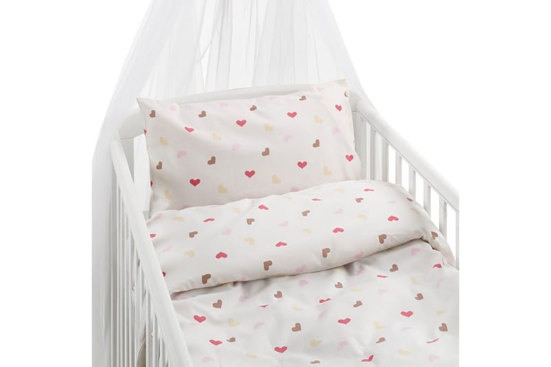 Påslakanset till Spjälsäng 2-Dels Hjärtrud, beige