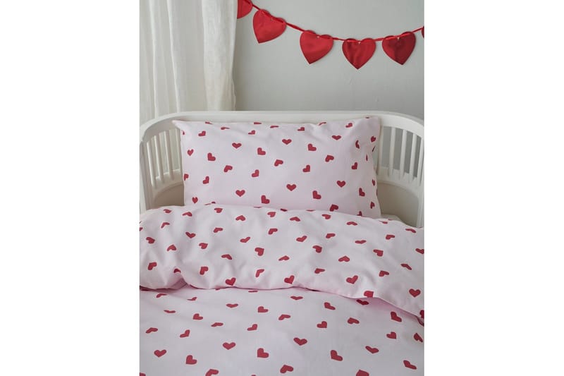 Påslakanset till Spjälsäng 2-Dels Hjärtrud - Rosa - Textilier & mattor - Sängkläder - Bäddset & påslakanset - Bäddset enkelsäng