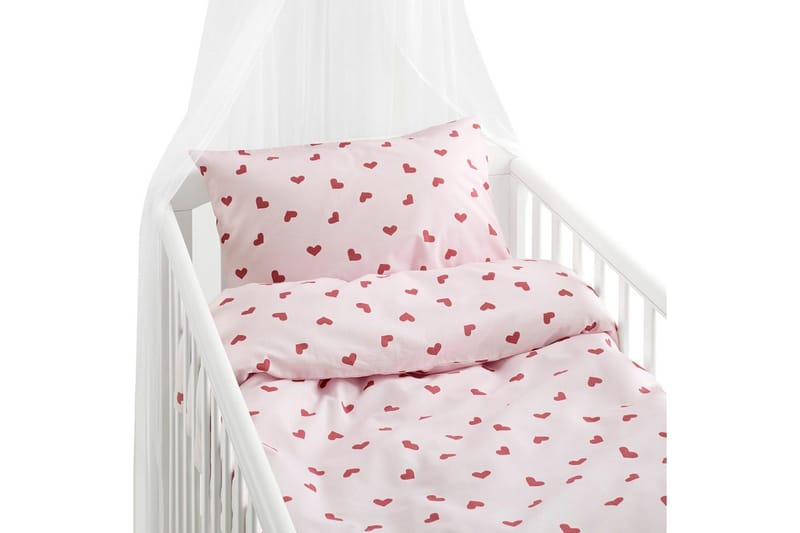 Påslakanset till Spjälsäng 2-Dels Hjärtrud, Rosa