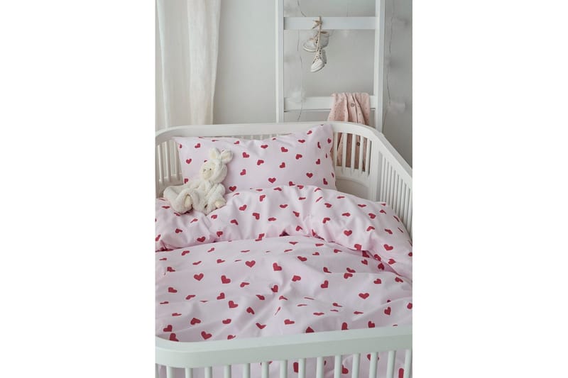Påslakanset till Spjälsäng 2-Dels Hjärtrud - Rosa - Textilier & mattor - Sängkläder - Bäddset & påslakanset - Bäddset enkelsäng