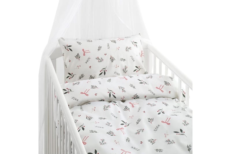 Påslakanset till Spjälsäng 2-Dels Julkvisten Röd, Röd