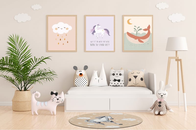 Play Barnmatta Rund 120 cm - Beige - Barn & bebis - Barntextilier - Barnmattor