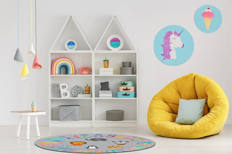 Play Barnmatta Rund 120 cm - Grå - Barn & bebis - Barntextilier - Barnmattor
