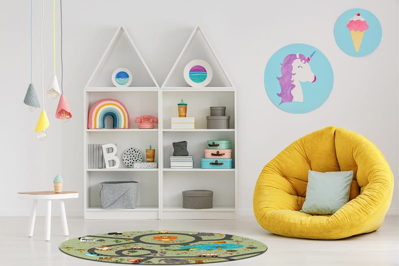 Play Barnmatta Rund 120 cm - Grön - Barn & bebis - Barntextilier - Barnmattor