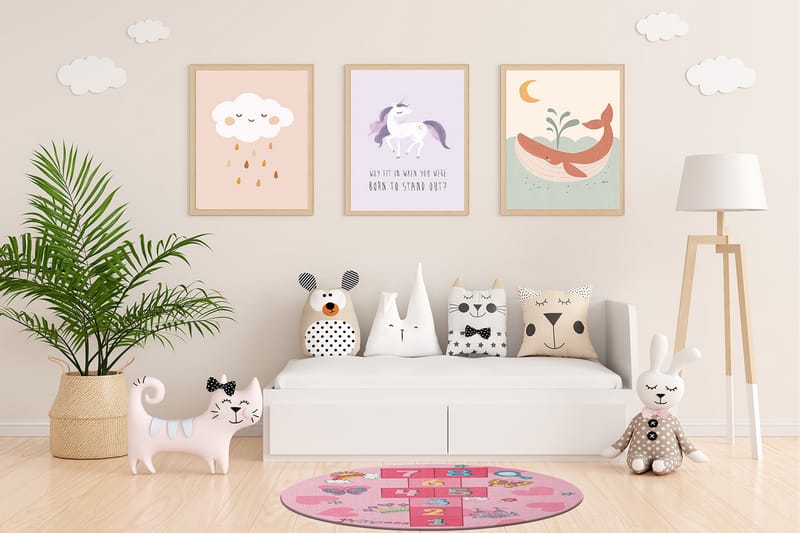Play Barnmatta Rund 120 cm - Rosa - Barn & bebis - Barntextilier - Barnmattor