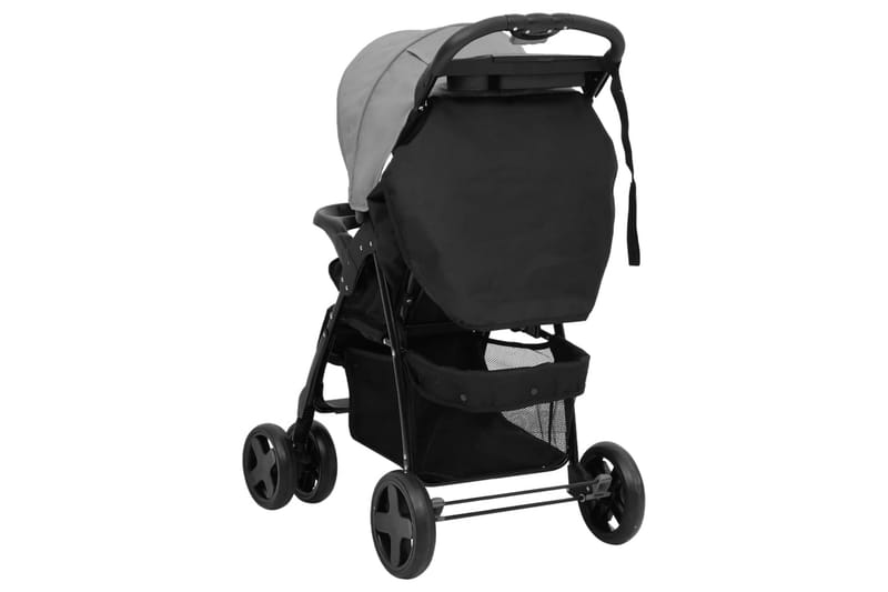 Barnvagn 2-i-1 ljusgrå och svart stål - Grå - Barn & bebis - För barn - Barnvagnar - Duovagnar