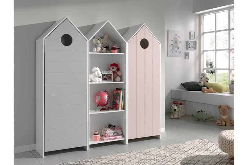 Bustorp Garderob och hyllset, Vit/Grå/Rosa