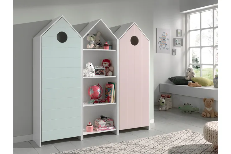 Bustorp Garderob- och hyllset - Vit/Rosa/Mintgrön - Förvaring - Skåp - Garderobsskåp