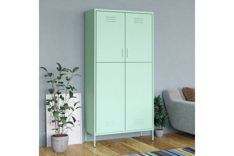 Garderob 90x50x180 cm mintgrön stål - Grön - Garderobsskåp - Barngarderob