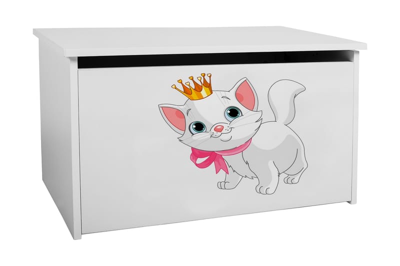 DARITE Leksakslåda 73x40x42 cm Katt Vit - Leksakslådor - Förvaring barnrum - Barnrum