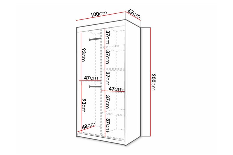 Dunvegan Garderob 100x200 cm Vit - Förvaring barnrum - Barnrum - Skåp barnrum