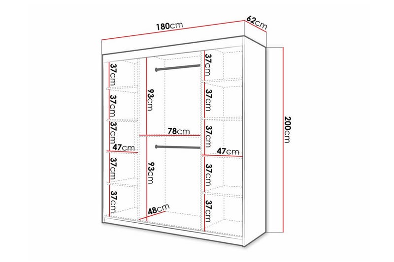 Dunvegan Garderob 180x200 cm Vit - Förvaring barnrum - Barnrum - Skåp barnrum