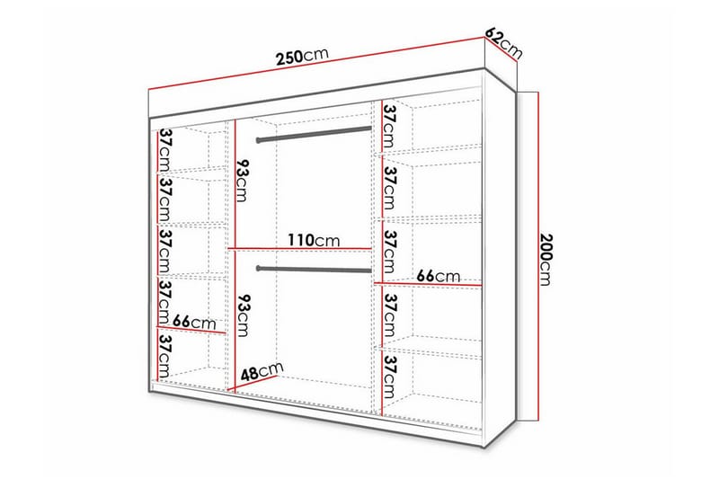 Dunvegan Garderob 250x200 cm Svart - Barn & bebis - Förvaring barnrum