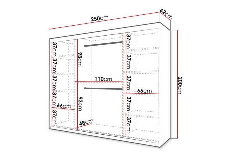 Dunvegan Garderob 250x200 cm Svart - Förvaring barnrum - Barnrum - Skåp barnrum