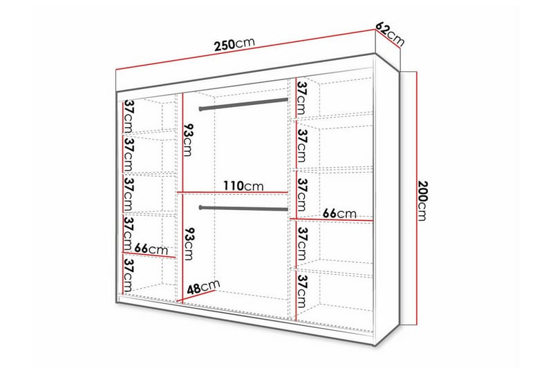 Dunvegan Garderob 250x200 cm Svart - Barn & bebis - Förvaring barnrum