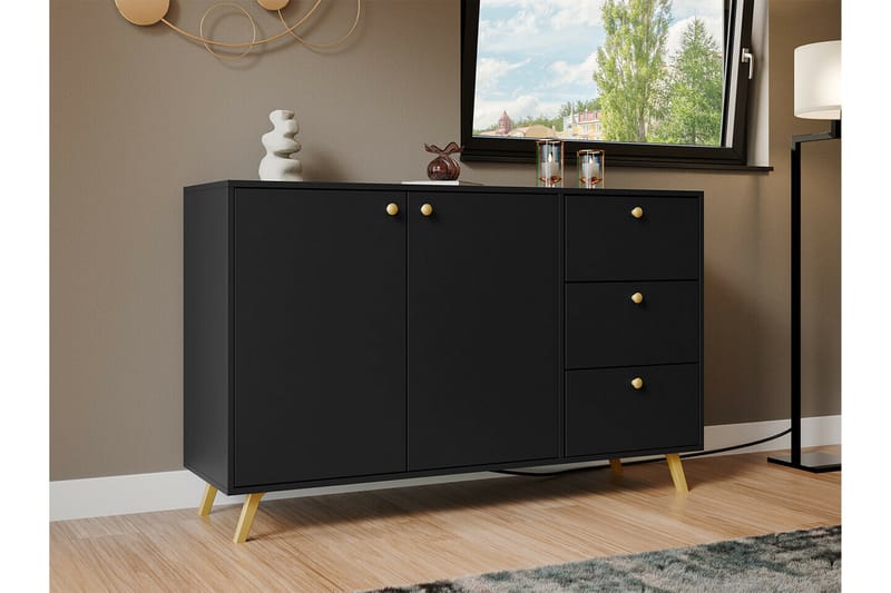 Emyvale Barnskåp 138x86 cm Svart - Barn & bebis - Förvaring barnrum
