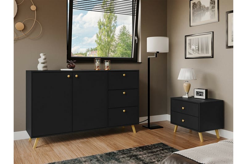 Emyvale Barnskåp 138x86 cm Svart - Barn & bebis - Förvaring barnrum