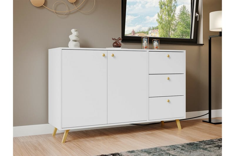 Emyvale Barnskåp 138x86 cm Vit - Barn & bebis - Förvaring barnrum