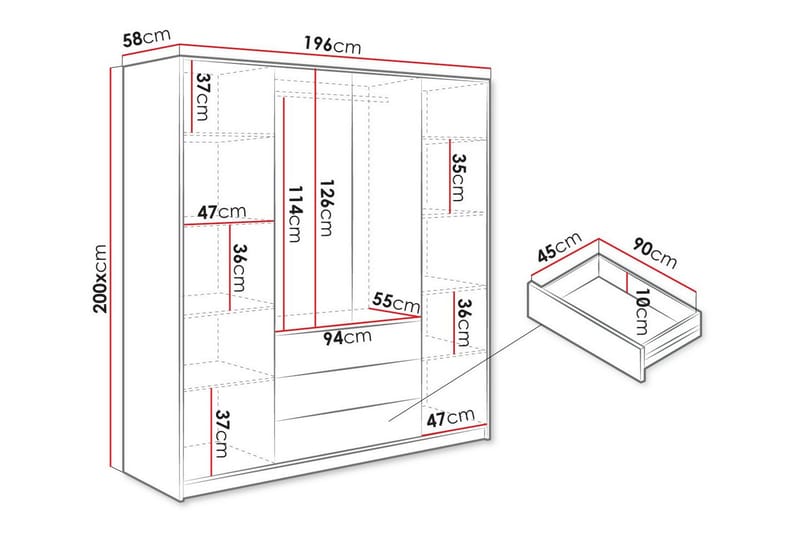 Emyvale Barnskåp 200 cm Vit - Barn & bebis - Förvaring barnrum