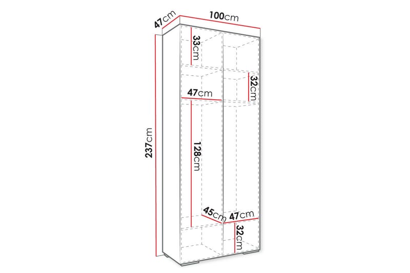 Greencastle Barnskåp 100x237 cm Vit - Barn & bebis - Förvaring barnrum