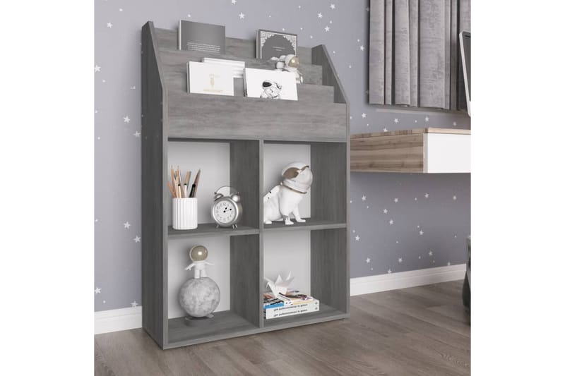 Tidningsställ för barn betonggrå 71x30x114 cm spånskiva - Betonggrå - Förvaring - Småförvaring - Förvaringsställ - Tidningsställ