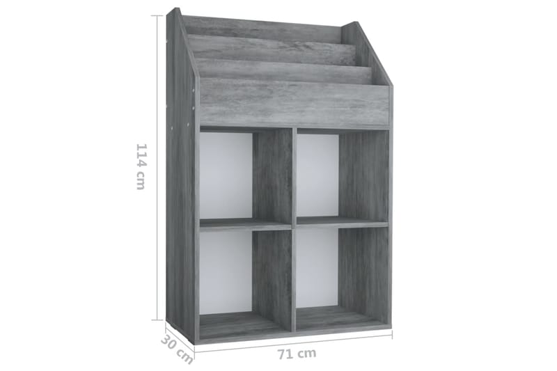 Tidningsställ för barn betonggrå 71x30x114 cm spånskiva - Betonggrå - Förvaring - Småförvaring - Förvaringsställ - Tidningsställ