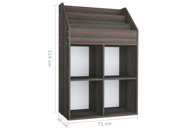 Tidningsställ för barn grå och sonoma-ek 71x30x114 cm spånsk - Grå - Barn & bebis - Förvaring barnrum - Hylla barnrum - Bokhylla barn