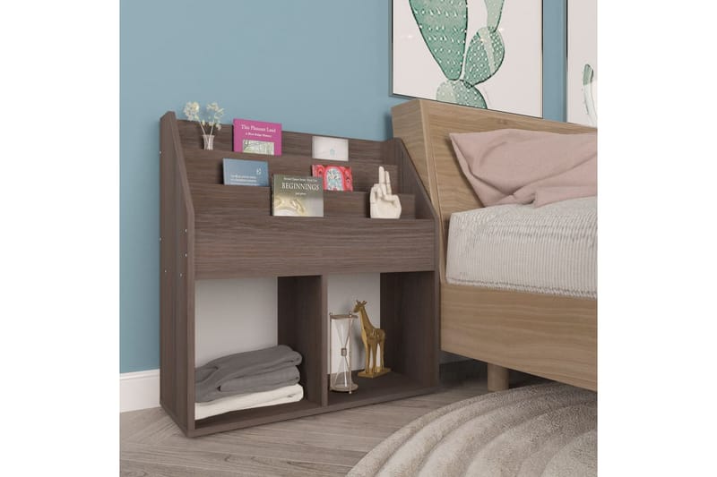 Tidningsställ för barn grå och sonoma-ek 71x30x78,5cm spånsk - Grå - Barn & bebis - Förvaring barnrum - Hylla barnrum - Bokhylla barn