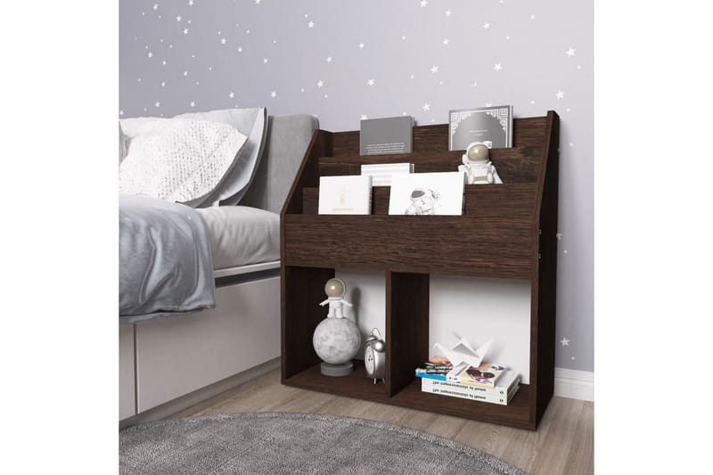 Tidningsställ för barn rökig ek 71x30x78,5 cm spånskiva - Brun - Barn & bebis - Förvaring barnrum - Hylla barnrum - Bokhylla barn