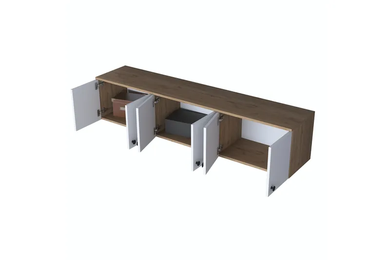 Jaibir Vägghylla 179,6x37,5 cm Brun/Vit - Hanah Home - Förvaring - Hyllor - Vägghylla