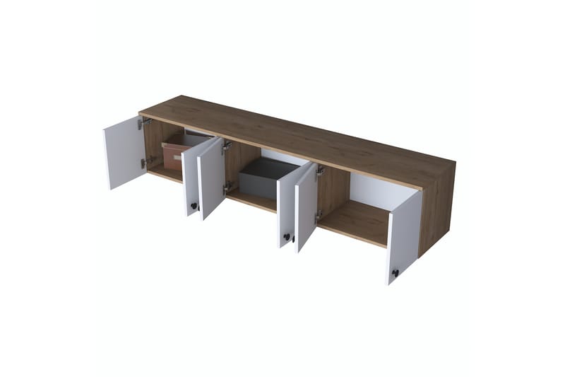 Jaibir Vägghylla 179,6x37,5 cm Brun/Vit - Hanah Home - Förvaring - Hyllor - Vägghylla