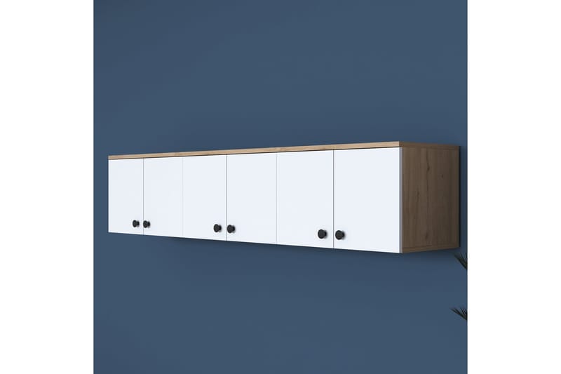 Jaibir Vägghylla 179,6x37,5 cm Brun/Vit - Hanah Home - Förvaring - Hyllor - Vägghylla