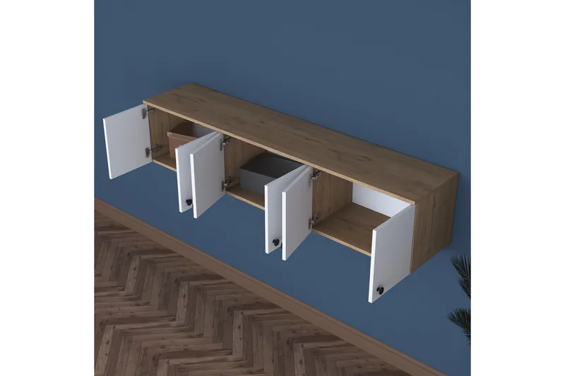 Jaibir Vägghylla 179,6x37,5 cm Brun/Vit - Hanah Home - Förvaring - Hyllor - Vägghylla