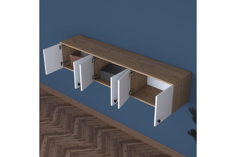 Jaibir Vägghylla 179,6x37,5 cm Brun/Vit - Hanah Home - Förvaring - Hyllor - Vägghylla