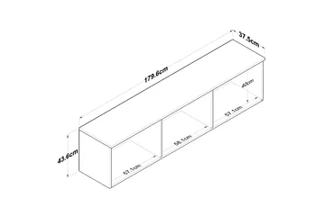 Jaibir Vägghylla 179,6x37,5 cm Brun/Vit - Hanah Home - Förvaring - Hyllor - Vägghylla