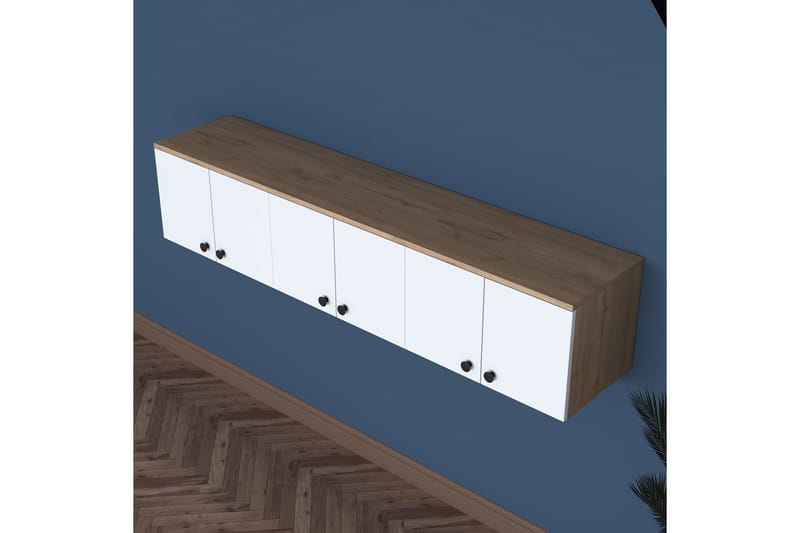 Jaibir Vägghylla 179,6x37,5 cm Brun/Vit - Hanah Home - Förvaring - Hyllor - Vägghylla