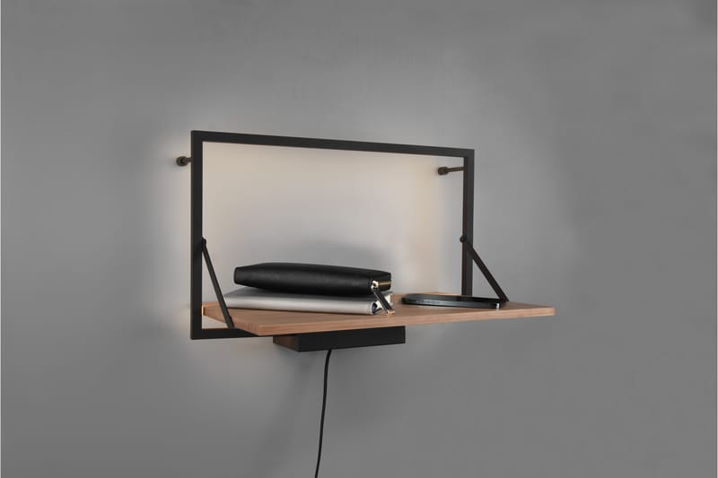LEONIE Vägghylla LED-belyst 50x30 cm Trä/Svart - Trä/Svart - Förvaring - Hyllor - Vägghylla