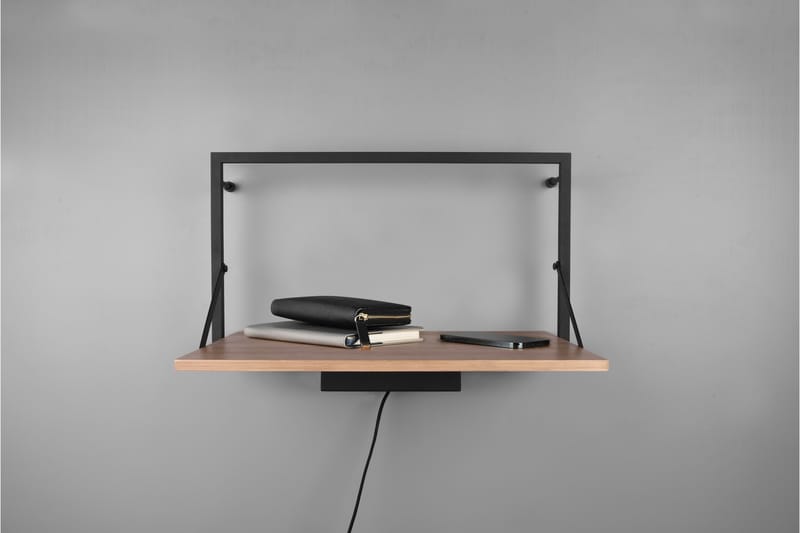 LEONIE Vägghylla LED-belyst 50x30 cm Trä/Svart - Trä/Svart - Förvaring - Hyllor - Vägghylla