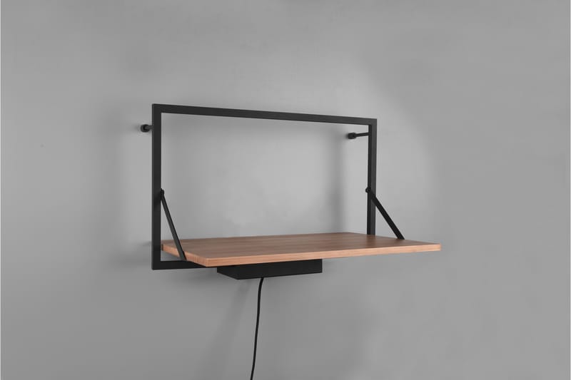 LEONIE Vägghylla LED-belyst 50x30 cm Trä/Svart - Trä/Svart - Förvaring - Hyllor - Vägghylla