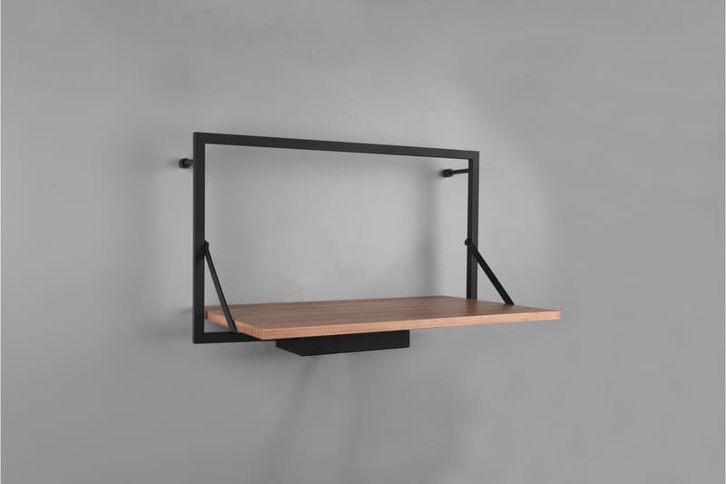 LEONIE Vägghylla LED-belyst 50x30 cm Trä/Svart - Trä/Svart - Förvaring - Hyllor - Vägghylla