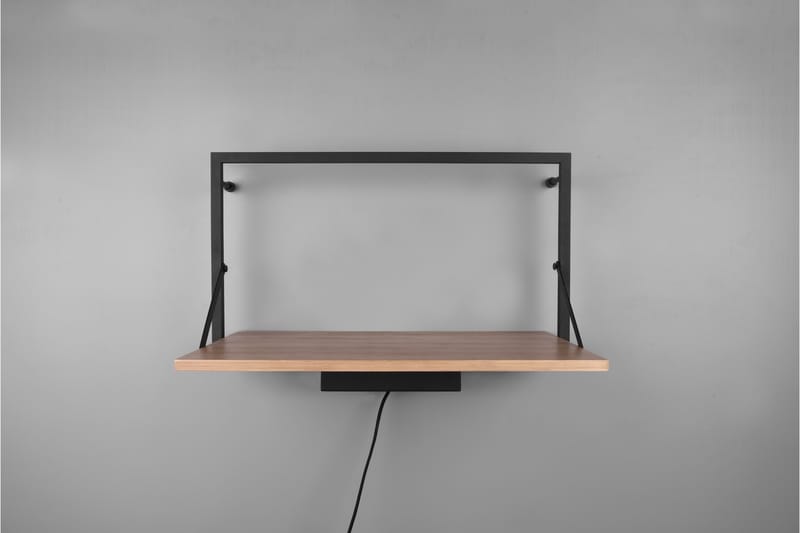 LEONIE Vägghylla LED-belyst 50x30 cm Trä/Svart - Trä/Svart - Förvaring - Hyllor - Vägghylla