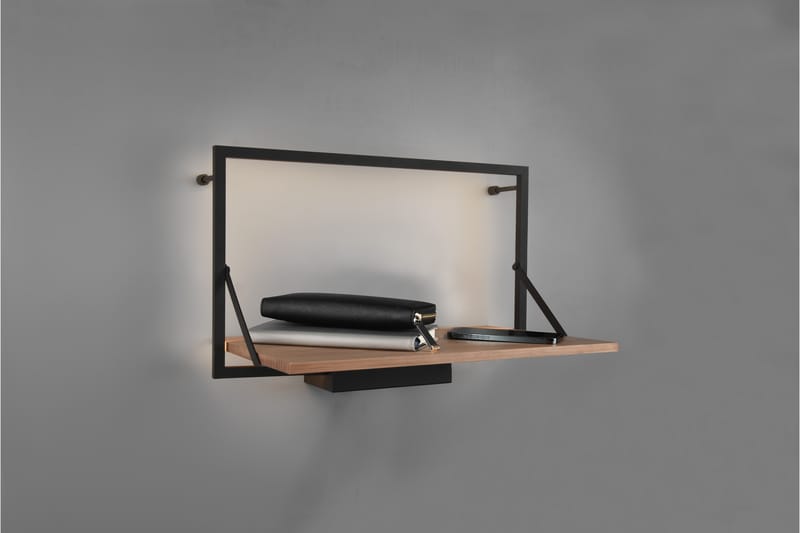 LEONIE Vägghylla LED-belyst 50x30 cm Trä/Svart - Trä/Svart - Förvaring - Hyllor - Vägghylla