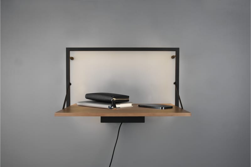 LEONIE Vägghylla LED-belyst 50x30 cm Trä/Svart - Trä/Svart - Förvaring - Hyllor - Vägghylla