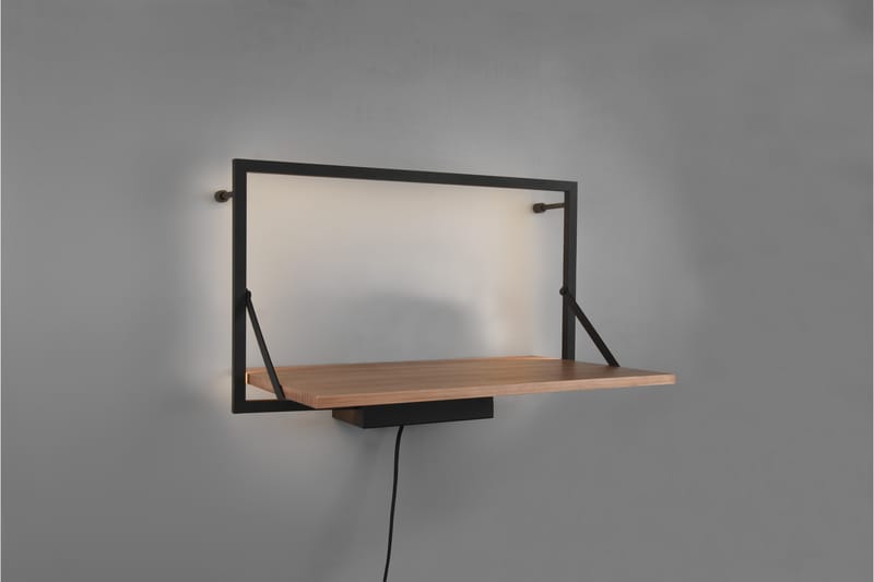 LEONIE Vägghylla LED-belyst 50x30 cm Trä/Svart - Trä/Svart - Förvaring - Hyllor - Vägghylla
