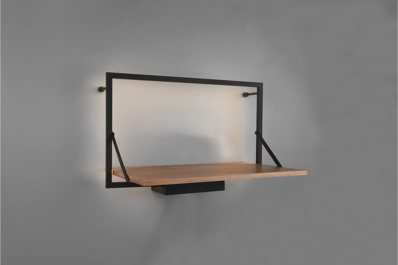 LEONIE Vägghylla LED-belyst 50x30 cm Trä/Svart - Trä/Svart - Förvaring - Hyllor - Vägghylla