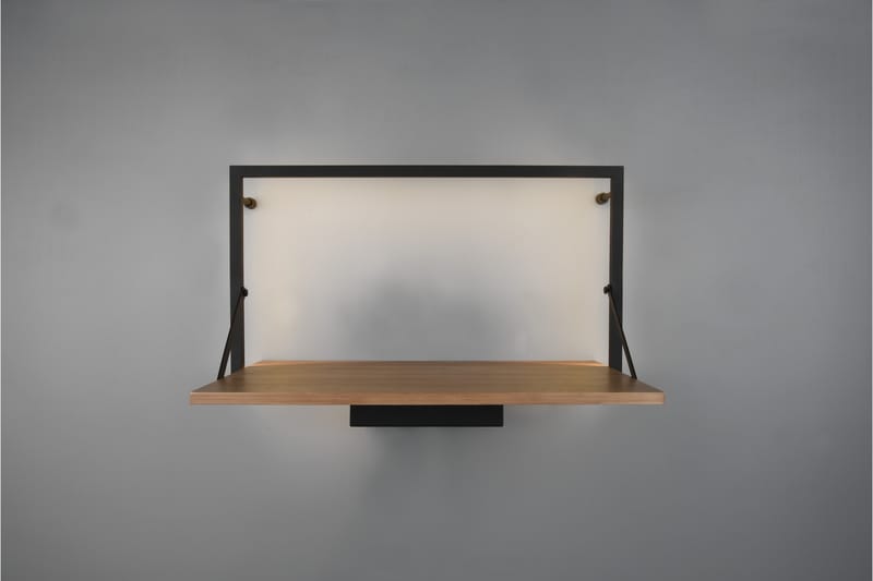 LEONIE Vägghylla LED-belyst 50x30 cm Trä/Svart - Trä/Svart - Förvaring - Hyllor - Vägghylla
