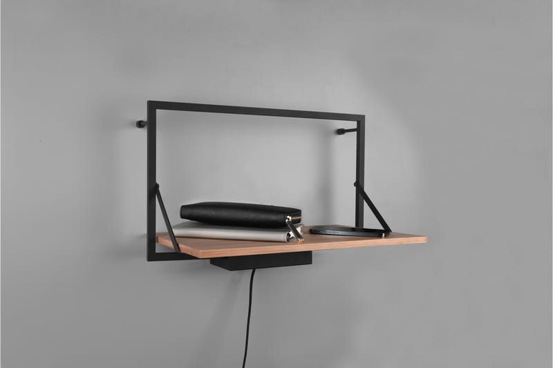 LEONIE Vägghylla LED-belyst 50x30 cm Trä/Svart - Trä/Svart - Förvaring - Hyllor - Vägghylla