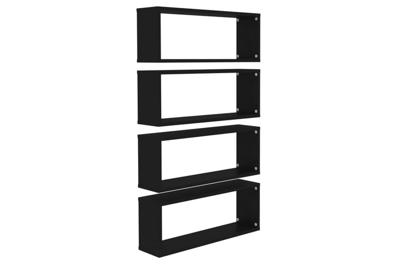 Vägghylla kubformad 4 st svart 60x15x23 cm spånskiva - Svart - Förvaring - Köksförvaring - Kökshylla