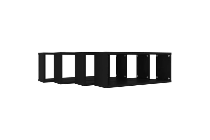 Vägghylla kubformad 4 st svart 60x15x23 cm spånskiva - Svart - Förvaring - Köksförvaring - Kökshylla
