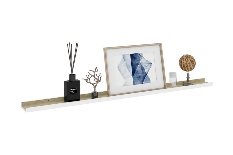 Vägghyllor 2 st vit och sonoma-ek 115x9x3 cm - Vit/ek - Förvaring - Köksförvaring - Kökshylla